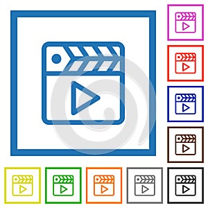 Movie clapper outline flat framed icons photo
