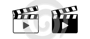 Movie clapper vector icon set. Film Clapper for movies symbol. Cinema concept logo