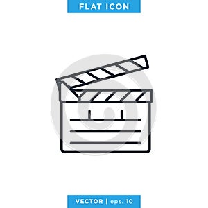 Movie Clapperboard icon vector design template. Editable stroke.