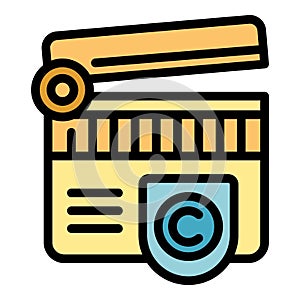 Movie copyright icon vector flat