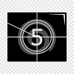 Movie countdown number icon, simple black style