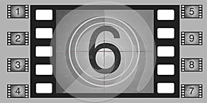 Movie countdown numbers vector set. The countdown to the start of the old film.