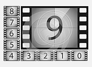 Movie countdown numbers vector set