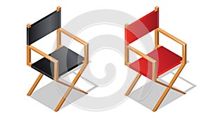 Movie director chair isometric icon with shadow