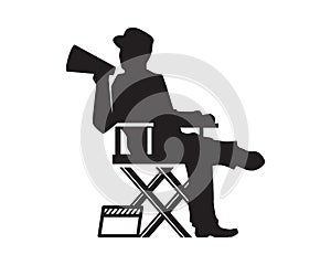 Movie Director Illustration with Silhouette Style photo