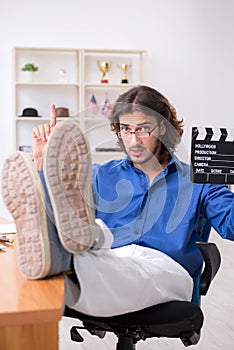 Movie director working in the studio