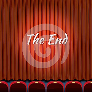 Movie ending screen vector concept background in cartoon style