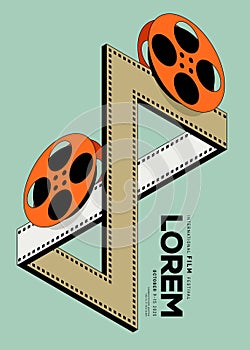 Movie and film festival poster design template backgroundn with film reel