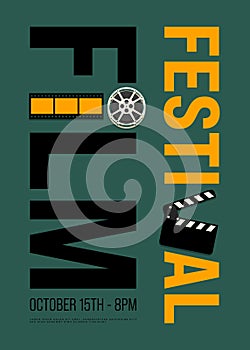 Movie and film festival poster template design with vintage film equipment