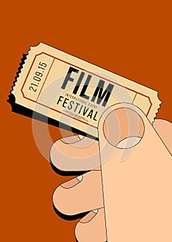Movie and film poster design template background with vintage cinema ticket