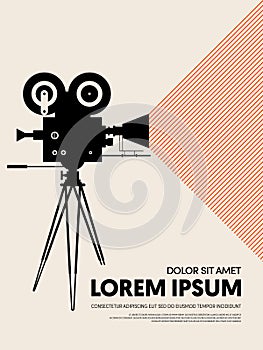 Movie and film poster template design modern retro vintage style