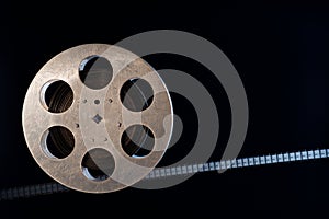 Movie film reel on dark