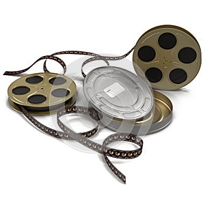 Movie film reel on white 3D Illustration