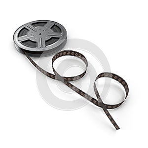 Movie film reel on white