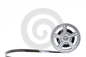 Movie film reel on white background