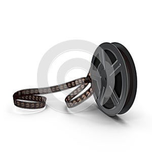 Movie film reel on white background