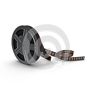 Movie film reel on white background