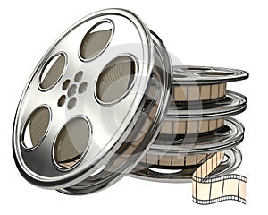 Movie films spool with film