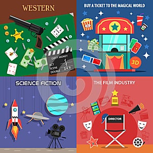 Movie Flat Icons Set