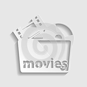 Movie Folder sign. Paper style icon. Illustration