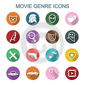 Movie genre long shadow icons photo