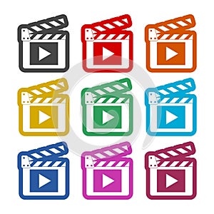 Movie icon, Film Flap sticker, color icons set