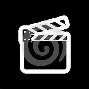 Movie icon, Film Flap sticker on dark background