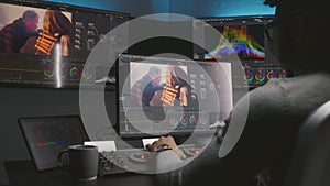 Movie maker does color grading on PC in studio