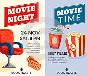Movie night best films, booking tickets banners