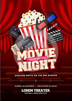 Movie night concept. Creative template for cinema poster, banner