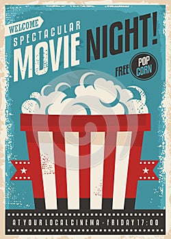 Movie night retro poster design