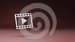 Movie Play Symbol Spinning on Studio Dark Red Background