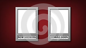 Movie poster frame template with now showing and coming soon photo