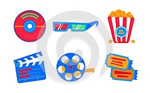 Movie premiere at the cinema - flat design style icons set