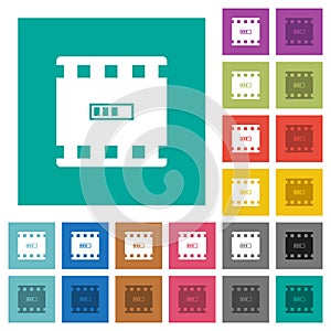 Movie processing square flat multi colored icons