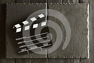 Movie production clapper board