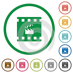 Movie production flat icons with outlines