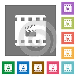 Movie production square flat icons