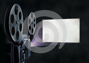 Movie projector with blank wscreen photo