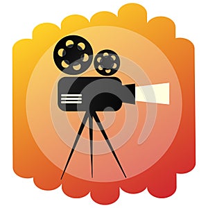 Movie projector icon. Retro cinema and film sign . Bright illustration of cinematography