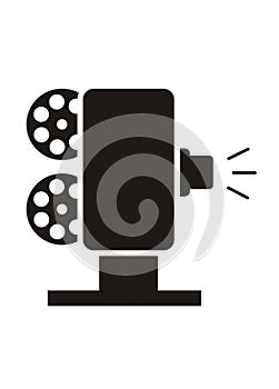 Movie projector. Simple illustration in black and white.