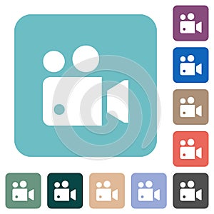 Movie projector solid rounded square flat icons
