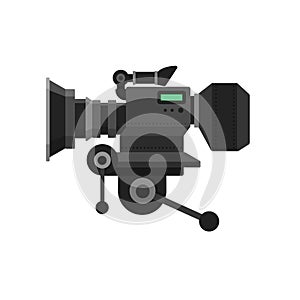 Movie record camera flat style isolated on white