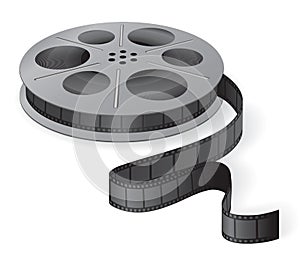 A movie reel with a strip of frames