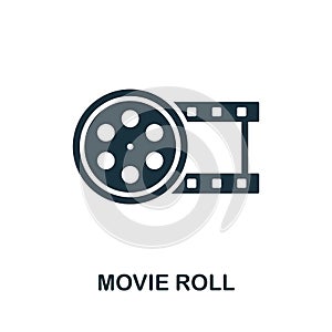 Movie Roll icon. Monochrome sign from video production collection. Creative Movie Roll icon illustration for web design