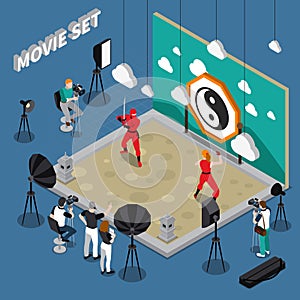 Movie Set Isometric Illustration