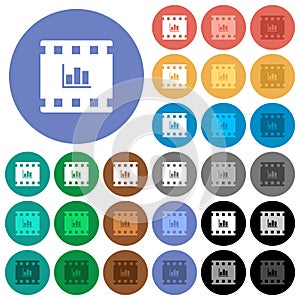 Movie statistics round flat multi colored icons