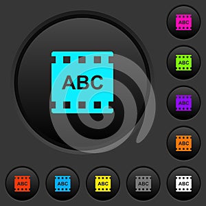Movie subtitle dark push buttons with color icons