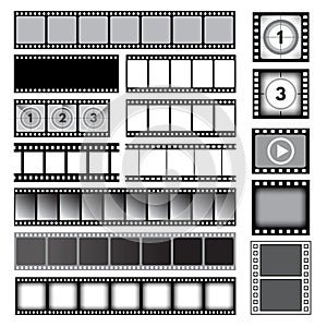Movie tape. 35mm photo strip film camera frames picture vector collection
