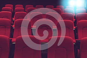 Movie theater empty auditorium with red seats